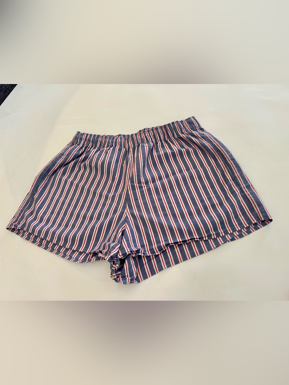 Hollister pajama shorts blue with White & Red Striped and pockets!